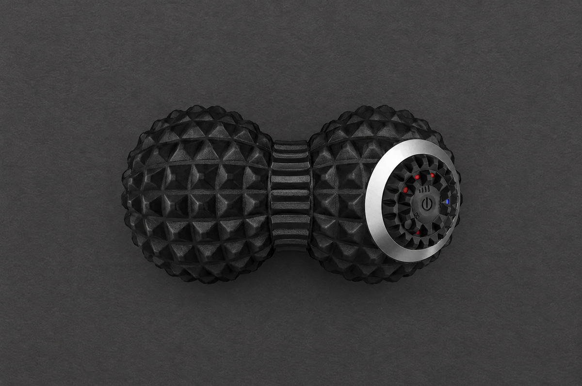 Peak Peanut Pro from above, showing both spheres, the groove and the power button